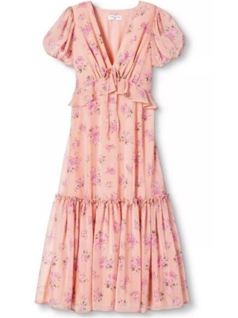 LoveShackFancy x Target Pink Floral Puff Sleeve Maxi Dress Size 6 57253